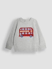 JoJo Maman Bébé Marl Grey London Bus Jumper - Image 1 of 3