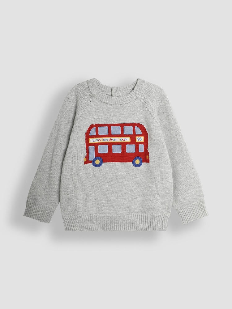 JoJo Maman Bébé Marl Grey London Bus Jumper - Image 1 of 3