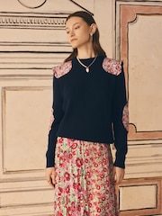 Cath Kidston Navy Ditsy Patchwork 100% Cotton Jumper - Image 4 of 12