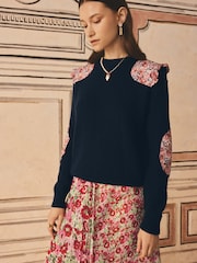 Cath Kidston Navy Ditsy Patchwork 100% Cotton Jumper - Image 6 of 12