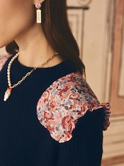 Cath Kidston Navy Ditsy Patchwork 100% Cotton Jumper - Image 8 of 12