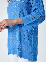 Roman Blue Crochet Tunic 100% Cotton Top - Image 5 of 5