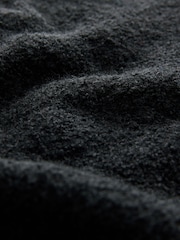 Black Relaxed Fit Bouclé Texture Polo Neck Jumper - Image 7 of 7