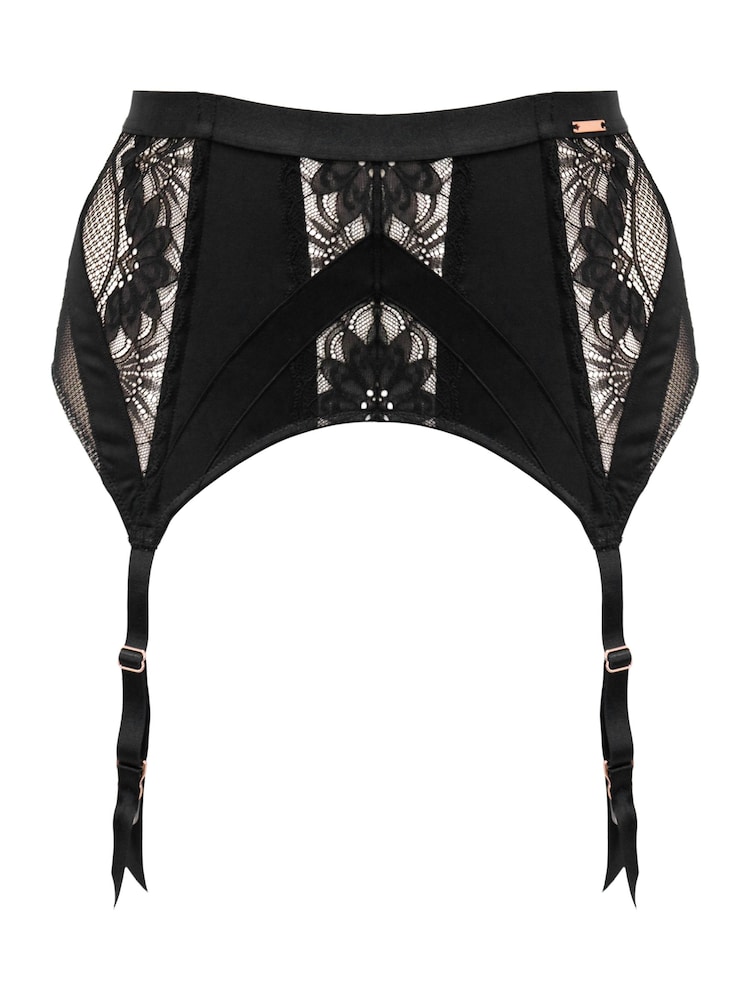 Pour Moi Black India Gatsby Lace Deep Suspender Belt - Image 3 of 4