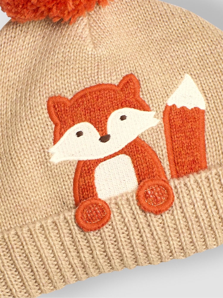 JoJo Maman Bébé Natural Appliqué Bobble Hat - Image 3 of 3