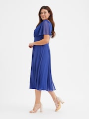 Scarlett & Jo Blue Victoria Angel Sleeve Mesh Midi long Dress - Image 3 of 4