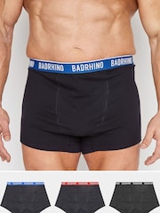 BadRhino Big & Tall Black 100% Cotton Waistband Boxers 3 Pack - Image 1 of 4