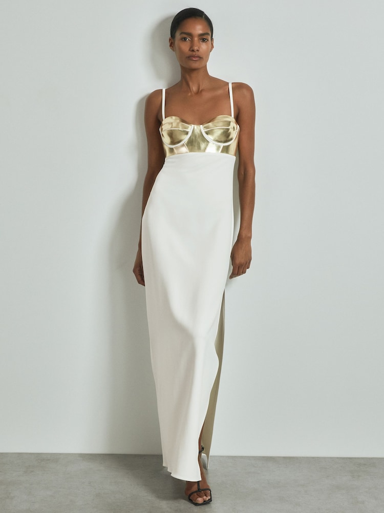 Reiss Valentina Metallic Bustier Maxi Dress - Bild 1 von 6