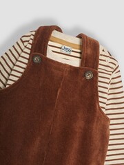 JoJo Maman Bébé Toffee Safari Friends Applique Velour Dungarees & Top Set - Image 6 of 6