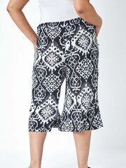 Roman Black Roman Boho Print Crinkle Culottes - Image 3 of 5