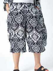 Roman Black Roman Boho Print Crinkle Culottes - Image 4 of 5