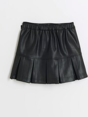 River Island Mädchen-Faltenrock aus 100 % Baumwolle und Kunstleder - Bild 2 von 4
