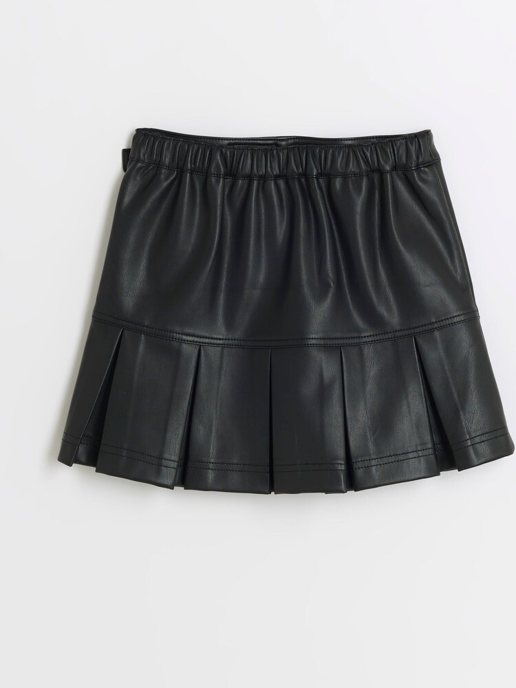River Island Mädchen-Faltenrock aus 100 % Baumwolle und Kunstleder - Bild 2 von 4
