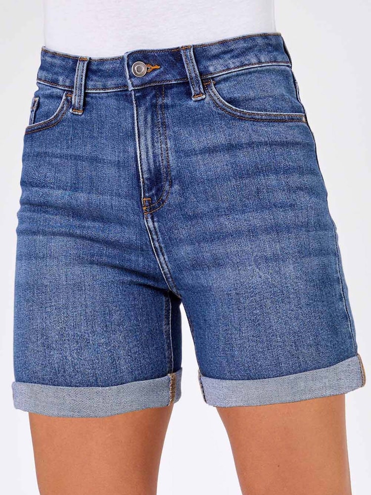 Roman Blue Stretch Denim Mom Shorts - Image 1 of 3