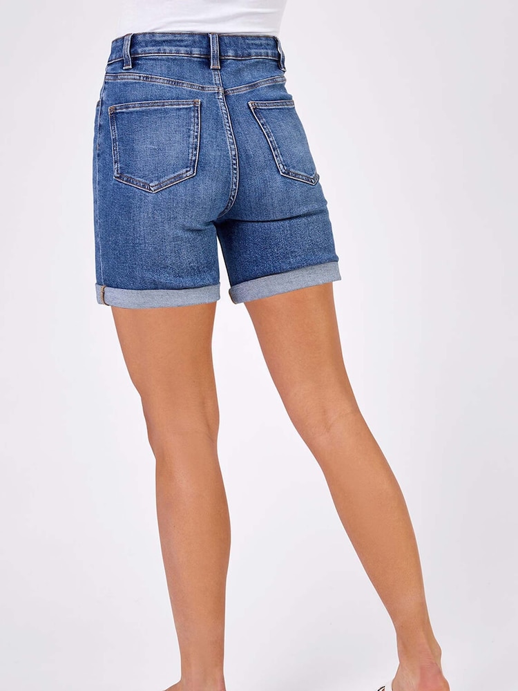 Roman Blue Stretch Denim Mom Shorts - Image 2 of 3