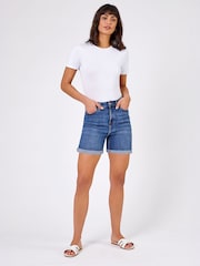 Roman Blue Stretch Denim Mom Shorts - Image 4 of 5