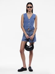 PIECES Blue Denim Button Waistcoat - Image 2 of 6
