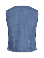 PIECES Blue Denim Button Waistcoat - Image 6 of 6