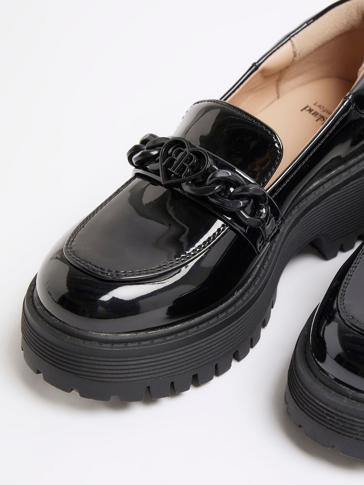 River Island Black Girls Patent Drench Chain Loafers - Image 4 of 4