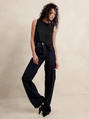 Banana Republic Black Linen Twist-Back Vest - Image 1 of 1
