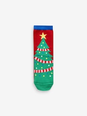 Red/Green Cotton Rich Christmas Character Ankle Socks 5 Pack - Image 4 of 6