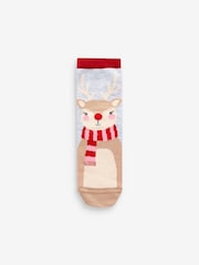Red/Green Cotton Rich Christmas Character Ankle Socks 5 Pack - Image 5 of 6