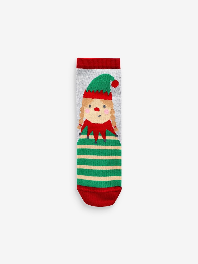 Red/Green Cotton Rich Christmas Character Ankle Socks 5 Pack - Image 6 of 6