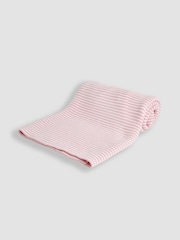 JoJo Maman Bébé Knitted Stripe Blanket Pink - Image 2 of 4