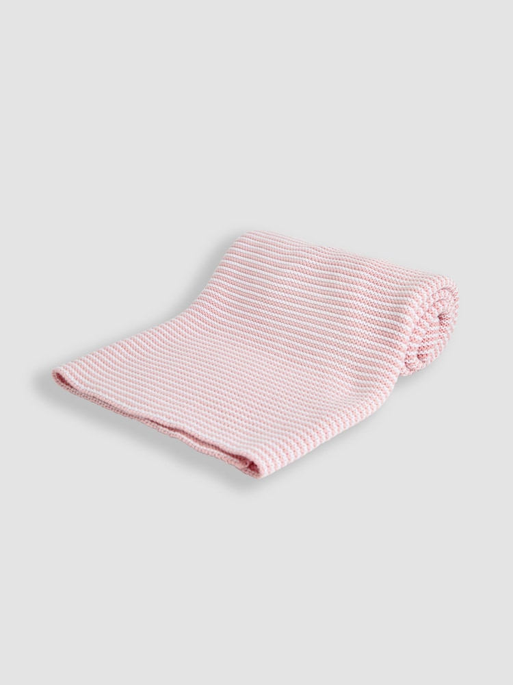JoJo Maman Bébé Knitted Stripe Blanket Pink - Image 2 of 4