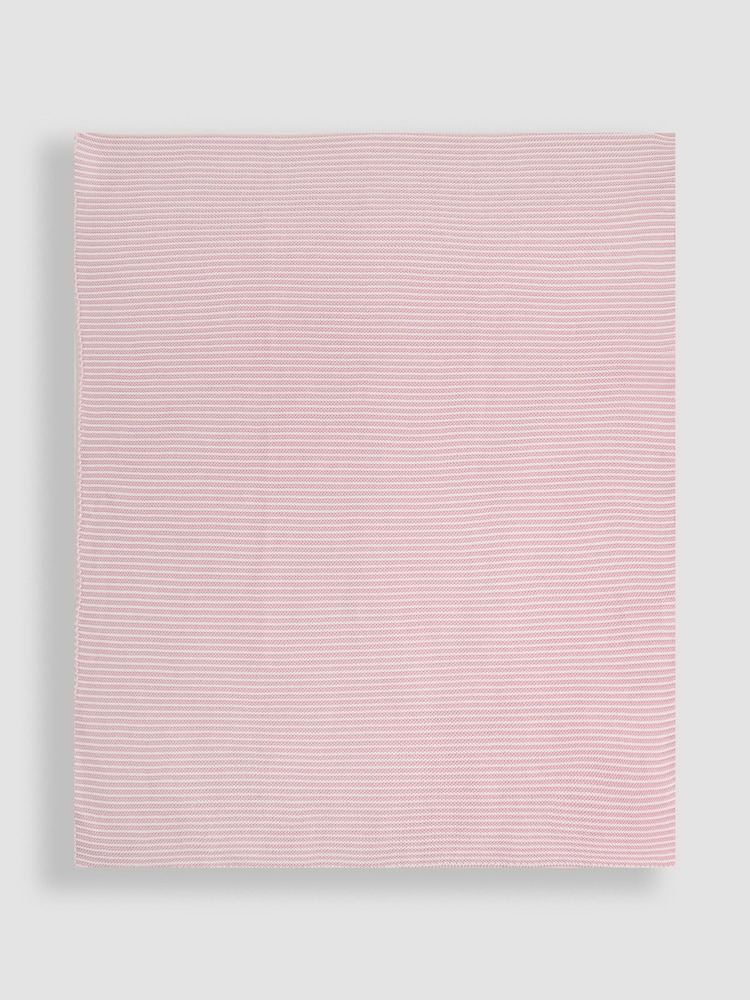 JoJo Maman Bébé Knitted Stripe Blanket Pink - Image 3 of 4