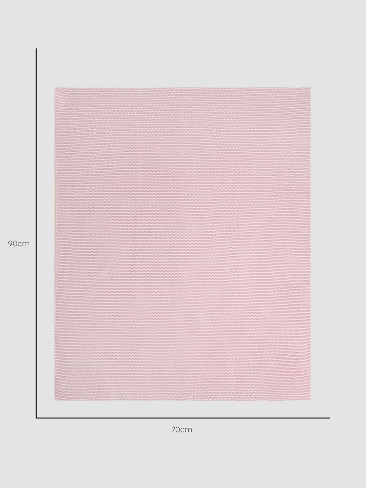 JoJo Maman Bébé Knitted Stripe Blanket Pink - Image 4 of 4