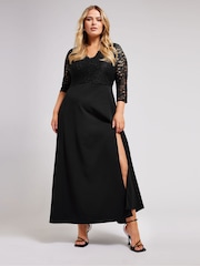 Yours Curve Black Lace Maxi Dress - Image 1 of 5