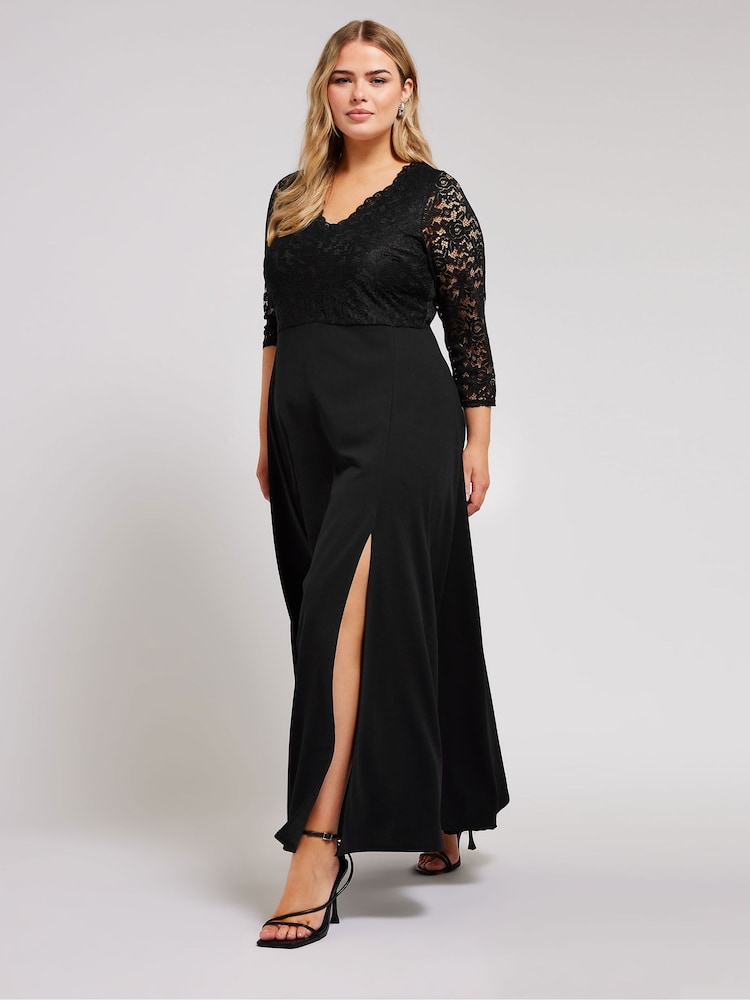 Yours Curve Black Lace Maxi Dress - Image 2 of 5