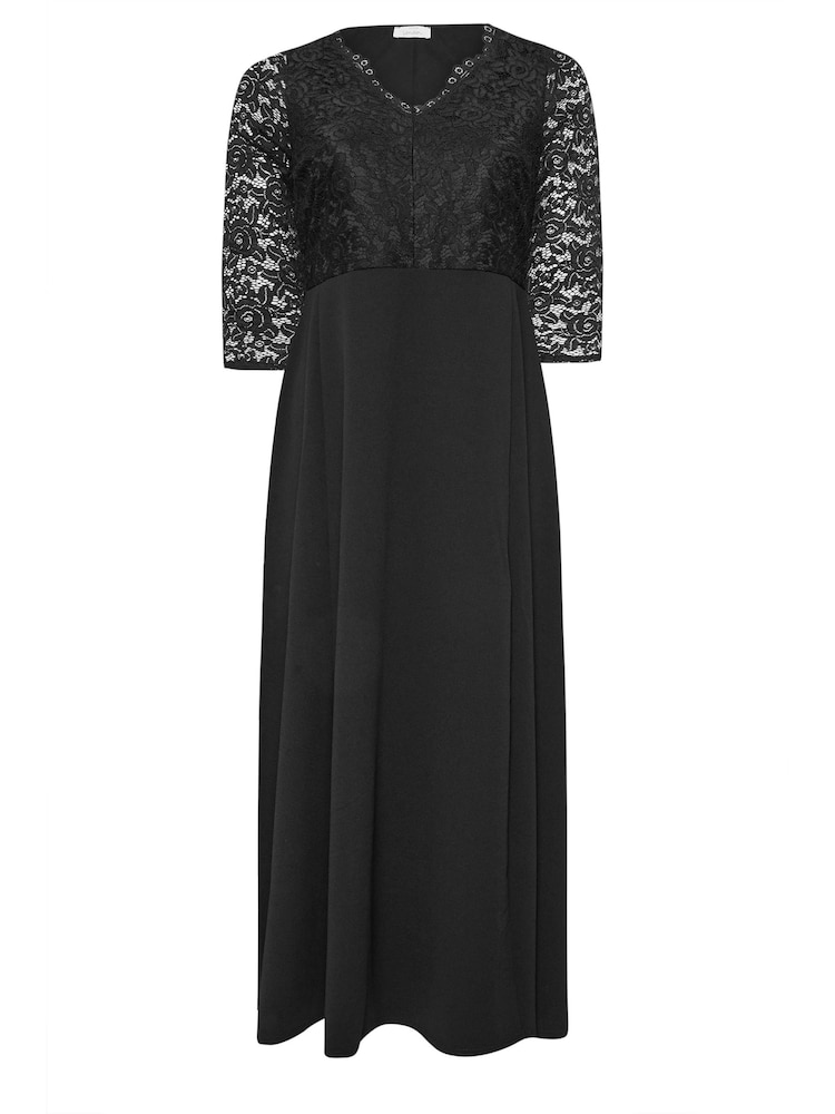 Yours Curve Black Lace Maxi Dress - Image 5 of 5
