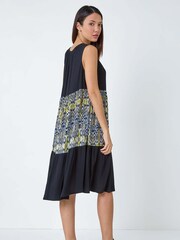 Roman Black Roman Boho Panel Midi Smock Dress - Image 3 of 5
