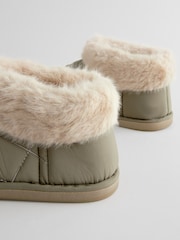Khaki Green Quilted Boot Slippers - Image 8 of 8