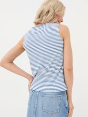FatFace Claudia Blue Stripe Button Tank - Image 2 of 5