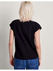 Monsoon Black Cutwork Garcia 100% Cotton T-Shirt - Image 3 of 5