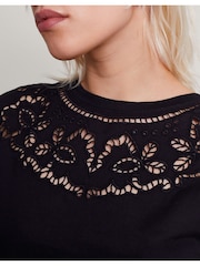 Monsoon Black Cutwork Garcia 100% Cotton T-Shirt - Image 4 of 5