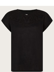 Monsoon Black Cutwork Garcia 100% Cotton T-Shirt - Image 5 of 5