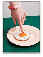 Paper Collective Green Fried Egg Framed Wall Art Print in Natural Oak Frame - Image 1 of 3