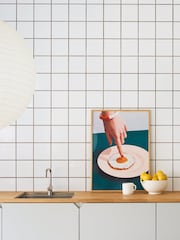 Paper Collective Green Fried Egg Framed Wall Art Print in Natural Oak Frame - Image 2 of 3