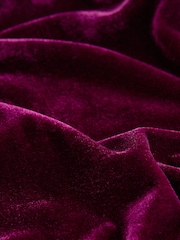 Burgundy Red Bardot Velvet Midi Dress - Image 6 of 7