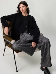Black Soft Touch Button Through Knitted Cardigan with Alpaca - Image 2 of 7