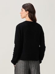 Black Soft Touch Button Through Knitted Cardigan with Alpaca - Image 3 of 7