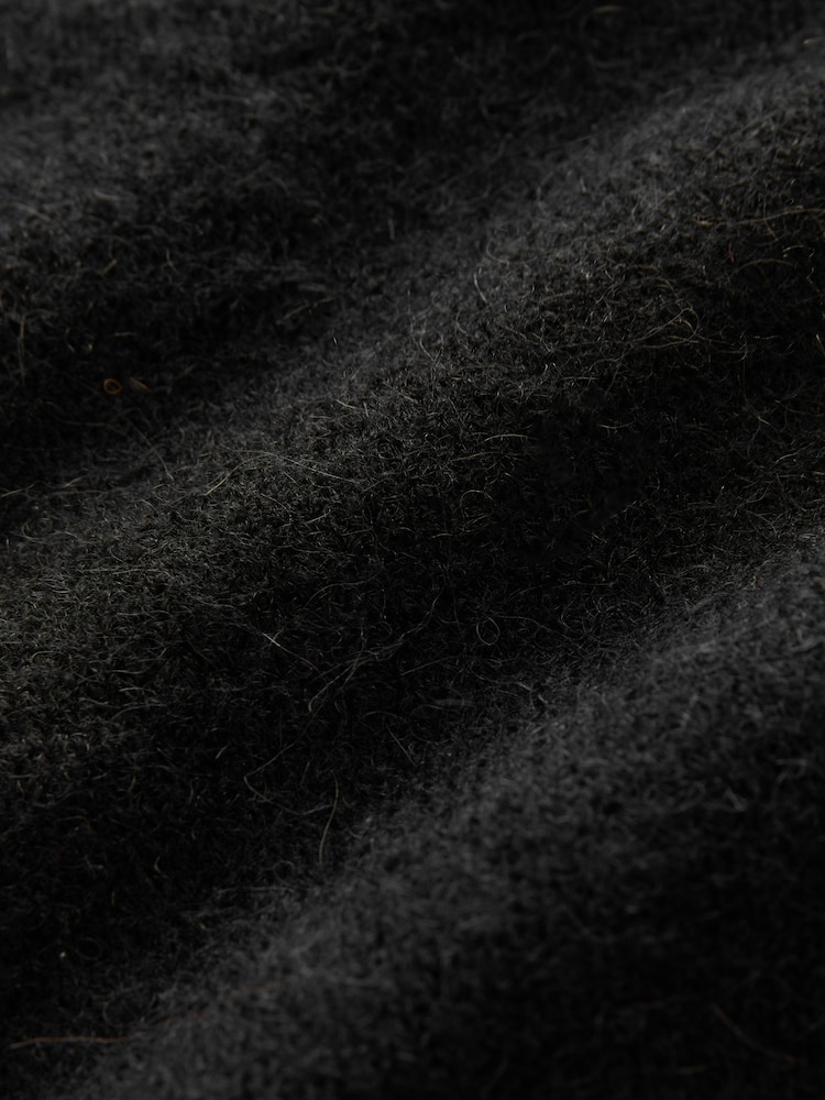 Black Soft Touch Button Through Knitted Cardigan with Alpaca - Image 7 of 7