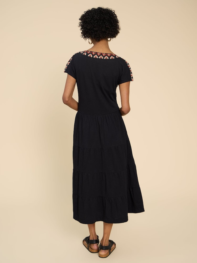 White Stuff Black Jersey Tabitha Midi Dress - Image 2 of 7