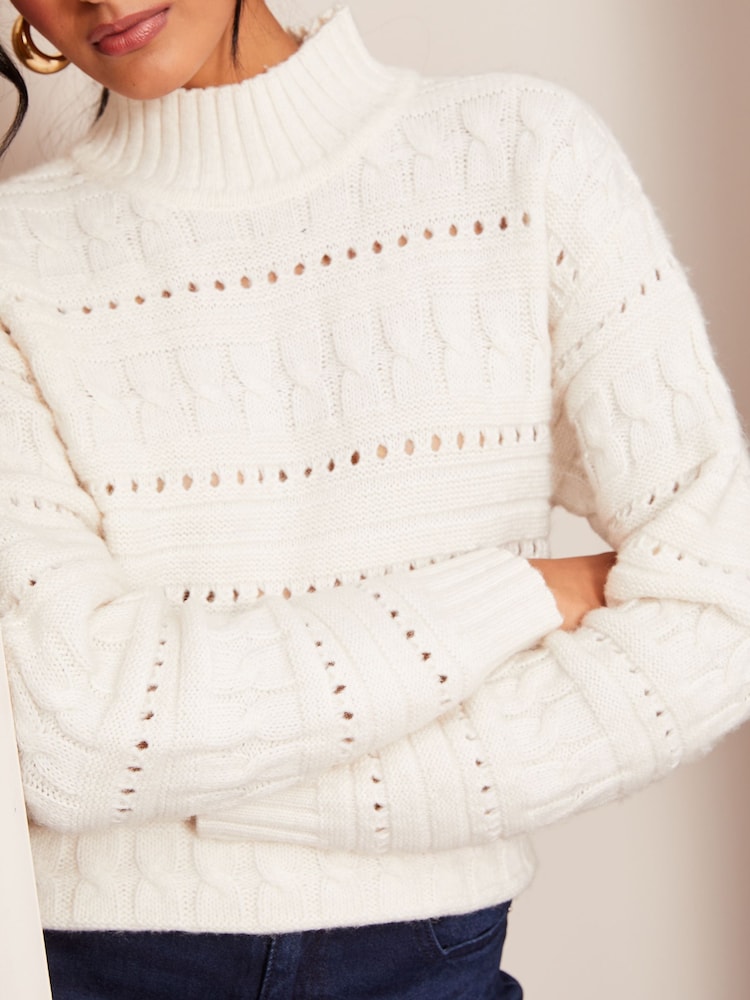 Friends Like These Cream Cable Pointelle Jumper - Image 4 of 4