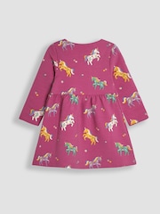 JoJo Maman Bébé Fuchsia Pink Unicorn Button Front Dress - Image 2 of 3