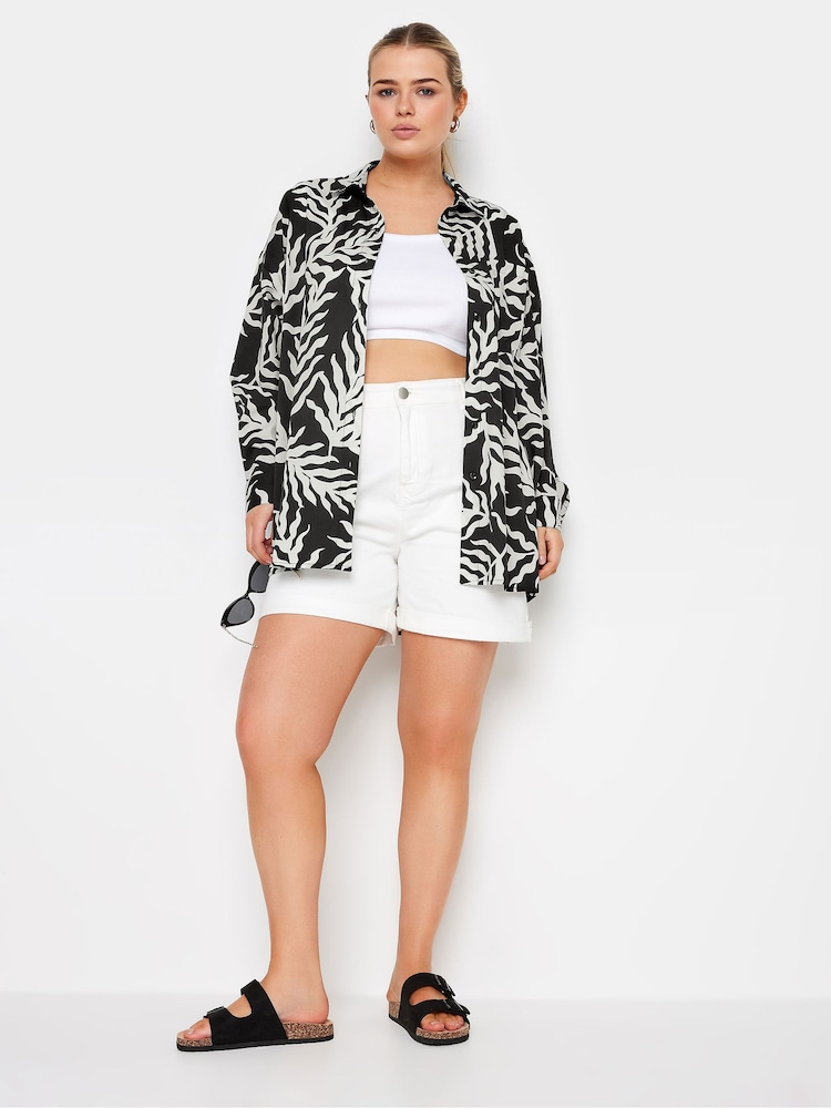 Yours Curve Leaf Print Boyfriend Shirt - Image 5 of 7